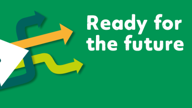 WEA Ready for the future logo with green, blue and orange arrows