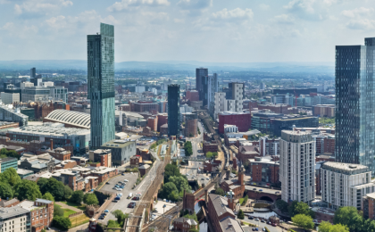 A panoramic view of Manchester, England