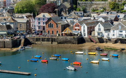 A photograph of the village of Fowey in Cornwall.