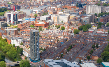 A panoramic photograph of Leicester