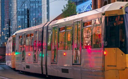 An image of a tram in Manchester