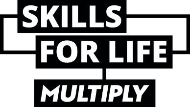 Multiply logo with the Skills for Life tagline