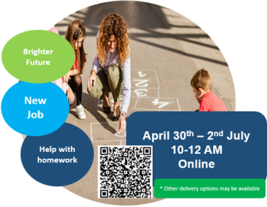 Image with QR code to register for the pupil support course