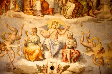 Renaissance era painting of angels and cherubs in Italy