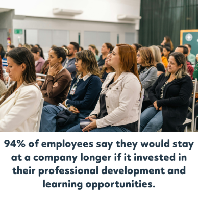 94% of employees say they would stay at a company longer if it invested in their professional development and learning opportunities
