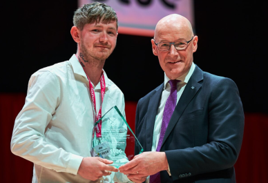 Sean Paul Gracey and Scottish First Minister John Swinney