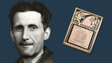 Image of George Orwell with a copy of WEA Highway magazine